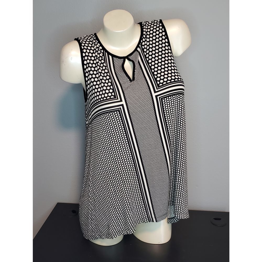Max Studio size Small blk/white polka-dot sleeveless tank blouse.